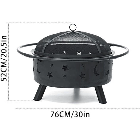 SINGLYFIRE Brasero Extérieur Chauffage Cheminée Gril De Jardin BBQ Avec Couvercle + Baton 76*51cm 4 SINGLYFIRE Brasero Extérieur Chauffage Cheminée Gril De Jardin BBQ Avec Couvercle + Baton 76*51cm – Image 2