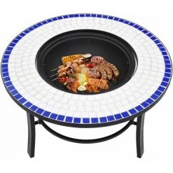 SUPERMARKET Foyer Mosaïque Bleu Et Blanc 68 Cm Céramique 11 SUPERMARKET Foyer Mosaïque Bleu Et Blanc 68 Cm Céramique -Chauffage d'extérieur Soldes 63651192 5