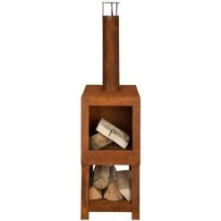 SUPERMARKET Esschert Design Cheminée D'extérieur Avec Rangement De Bois FF298 -Chauffage d'extérieur Soldes 63658439 3