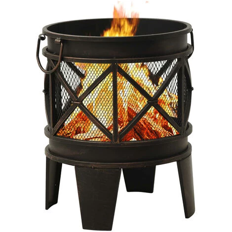 SUPERMARKET Foyer Rustique Avec Tisonnier Φ42x54 Cm Acier 5 SUPERMARKET Foyer Rustique Avec Tisonnier Φ42x54 Cm Acier – Image 3