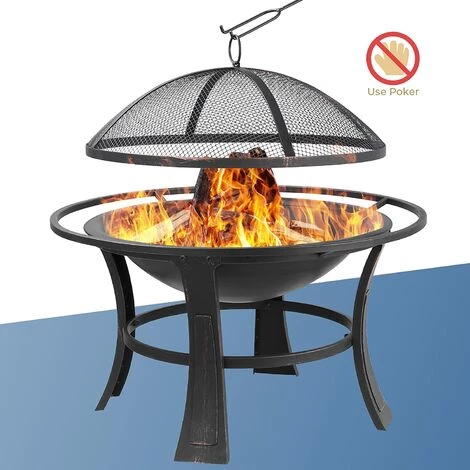 Homfa Brasero Exterieur Ø 68 * 50 Cm - Brasero De Jardin Avec Pare-étincelles & Tisonnier & Grille - Bague Extérieure Anti-brûlure - Pour Camping/Cour/Jardin/Fête 3 Homfa Brasero Exterieur Ø 68 * 50 Cm - Brasero De Jardin Avec Pare-étincelles & Tisonnier & Grille - Bague Extérieure Anti-brûlure - Pour Camping/Cour/Jardin/Fête