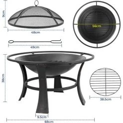 Homfa Brasero Exterieur Ø 68 * 50 Cm - Brasero De Jardin Avec Pare-étincelles & Tisonnier & Grille - Bague Extérieure Anti-brûlure - Pour Camping/Cour/Jardin/Fête 9 Homfa Brasero Exterieur Ø 68 * 50 Cm - Brasero De Jardin Avec Pare-étincelles & Tisonnier & Grille - Bague Extérieure Anti-brûlure - Pour Camping/Cour/Jardin/Fête -Chauffage d'extérieur Soldes 63737097 3