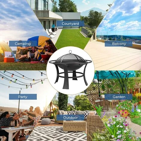 Homfa Brasero Exterieur Ø 68 * 50 Cm - Brasero De Jardin Avec Pare-étincelles & Tisonnier & Grille - Bague Extérieure Anti-brûlure - Pour Camping/Cour/Jardin/Fête 7 Homfa Brasero Exterieur Ø 68 * 50 Cm - Brasero De Jardin Avec Pare-étincelles & Tisonnier & Grille - Bague Extérieure Anti-brûlure - Pour Camping/Cour/Jardin/Fête – Image 5