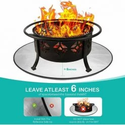 SINCèREETALI Le Coussin De Foyer Rond Portable De 76,2 Cm Empêche Votre Terrasse Et Votre Pelouse Des Dommages Causés Par La Chaleur. -Chauffage d'extérieur Soldes 63815537 4