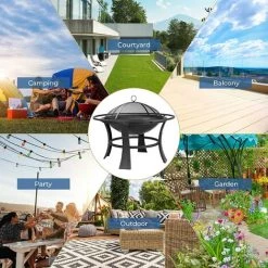 AICOK Brasero Exterieur Ø 68 * 50 Cm - Brasero De Jardin Avec Pare-étincelles & Tisonnier & Grille - Bague Extérieure Anti-brûlure - Pour Camping/Cour/Jardin/Fête 10 AICOK Brasero Exterieur Ø 68 * 50 Cm - Brasero De Jardin Avec Pare-étincelles & Tisonnier & Grille - Bague Extérieure Anti-brûlure - Pour Camping/Cour/Jardin/Fête -Chauffage d'extérieur Soldes 63937616 4