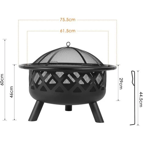 AICOK Brasero Exterieur, Foyer Barbecue Portable, Barbecue Charbon Avec Grille & Tisonnier & Couvercle - Bague Extérieure Anti-brûlure - Pour Balcon /Patio / Fête (Ø75,5 * 60 Cm) 4 AICOK Brasero Exterieur, Foyer Barbecue Portable, Barbecue Charbon Avec Grille & Tisonnier & Couvercle - Bague Extérieure Anti-brûlure - Pour Balcon /Patio / Fête (Ø75,5 * 60 Cm) – Image 2