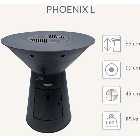 REMUNDI Barbecue Brasero En Acier Phoenix Hauteur 99 Cm Diamètre 99 Cm Noir - Noir 4 REMUNDI Barbecue Brasero En Acier Phoenix Hauteur 99 Cm Diamètre 99 Cm Noir - Noir – Image 2