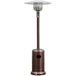 RELAX4LIFE Parasol Chauffant à Gaz 13 KW, Chauffage D’Extérieur Gaz De Propane Ou Butane, 221 CM De Haut Réflecteur Parapluie Et Valve Sécuritaire Pour Terrasse, Patio Et Jardin(Bronzé)