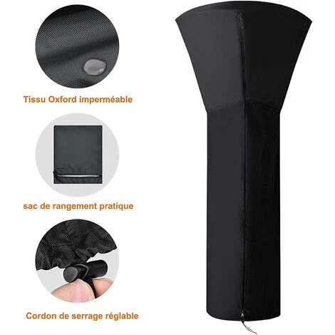 QERSTA Housse Pour Parasol Chauffant, Extérieur Imperméable Rond Noir, Housse De Protection, 226x89x48 CM 5 QERSTA Housse Pour Parasol Chauffant, Extérieur Imperméable Rond Noir, Housse De Protection, 226x89x48 CM – Image 3