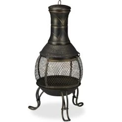 Relaxdays Poêle De Terrasse, Acier, Fonte, HxD : 88 X 36 Cm, Avec Grille Pare-étincelles, Four Aztèque, Noir Et Or 8 Relaxdays Poêle De Terrasse, Acier, Fonte, HxD : 88 X 36 Cm, Avec Grille Pare-étincelles, Four Aztèque, Noir Et Or -Chauffage d'extérieur Soldes 64506729 2