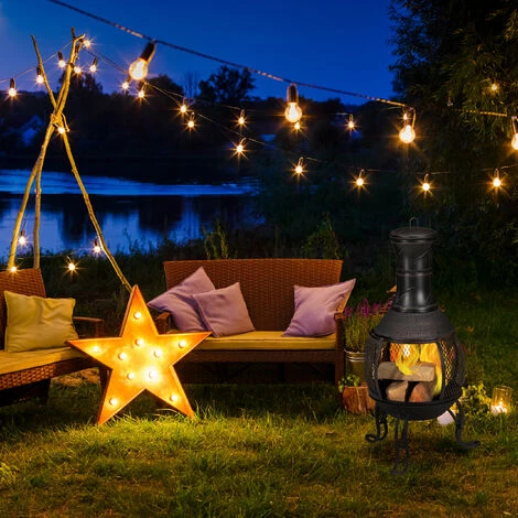 Relaxdays Poêle De Terrasse, Acier, Fonte, HxD : 88 X 36 Cm, Avec Grille Pare-étincelles, Four Aztèque, Noir Et Or 7 Relaxdays Poêle De Terrasse, Acier, Fonte, HxD : 88 X 36 Cm, Avec Grille Pare-étincelles, Four Aztèque, Noir Et Or – Image 5