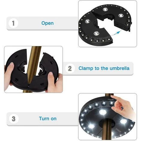 BAICCCF Support Et Accessoire Pour Parasol Chauffant De Parapluie De Terrasse 3 Modes De Luminosité Sans Fil 28 Lumières LED à 200 Lumens-4 Piles Aa, Lumière De Poteau De Parapluie Pour Parasols De Terrasse, Camping T 6 BAICCCF Support Et Accessoire Pour Parasol Chauffant De Parapluie De Terrasse 3 Modes De Luminosité Sans Fil 28 Lumières LED à 200 Lumens-4 Piles Aa, Lumière De Poteau De Parapluie Pour Parasols De Terrasse, Camping T – Image 4