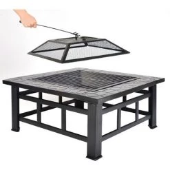 MODERNLUXE Brasero Exterieur 3 En 1 Foyer De Jardin Avec BBQ Grille Chauffage Extérieur Pour Jardin, Terrasses, Camping, Carré, 8 MODERNLUXE Brasero Exterieur 3 En 1 Foyer De Jardin Avec BBQ Grille Chauffage Extérieur Pour Jardin, Terrasses, Camping, Carré, -Chauffage d'extérieur Soldes 64694755 2