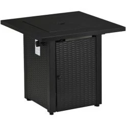 Brûleur De Paillasse Pour Foyer Extérieur Au Gaz Propane En Rotin, Foyer Sans Fumée, Avec Pierre De Lave, Tôle D'acier Pour Finition En Osier, 50 000 BTU,LBF -Chauffage d'extérieur Soldes 64710742 2