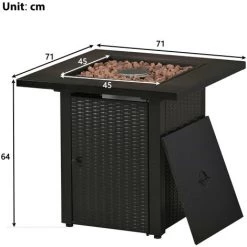 Brûleur De Paillasse Pour Foyer Extérieur Au Gaz Propane En Rotin, Foyer Sans Fumée, Avec Pierre De Lave, Tôle D'acier Pour Finition En Osier, 50 000 BTU,LBF -Chauffage d'extérieur Soldes 64710742 3