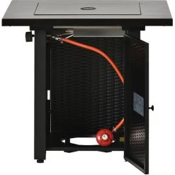 Brûleur De Paillasse Pour Foyer Extérieur Au Gaz Propane En Rotin, Foyer Sans Fumée, Avec Pierre De Lave, Tôle D'acier Pour Finition En Osier, 50 000 BTU,LBF -Chauffage d'extérieur Soldes 64710742 5