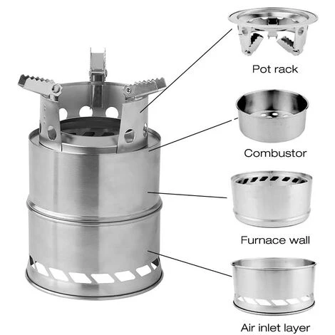 HEGUYEY Poêle à Bois Pliable, Rechaud A Bois, Portable Petit Réchaud De Camping En Acier Inoxydable Pour Barbecue Randonnée Camping Pique-Nique Cuisine De Plein Air 6 HEGUYEY Poêle à Bois Pliable, Rechaud A Bois, Portable Petit Réchaud De Camping En Acier Inoxydable Pour Barbecue Randonnée Camping Pique-Nique Cuisine De Plein Air – Image 4