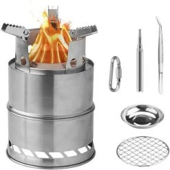 MONLY Réchaud De Camping, Poêle à Bois Portatif, Poêle à Bois Extérieur De Pique-Nique Dacier Inoxydable Camping Coupe-Vent Pour Le Camping De Pique-Nique En Plein Air