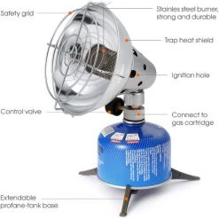 TOMSHOO Chauffage Portable D'extérieur Sans Briquet électronique + Couverture Réflectrice De Chaleur + 4 Clips -Chauffage d'extérieur Soldes 65212786 5