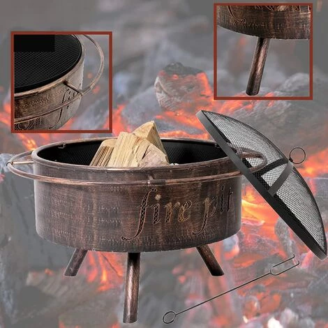 FEMOR Bol à Feu, Bol à Feu De Jardin, Bols à Feu De Jardin, Foyer Avec Pare-étincelles Et Tisonnier, Panier à Feu Ø74 * 53 Cm, Anneau Extérieur Anti-brûlure, Pour Jardin/camping/terrasse 6 FEMOR Bol à Feu, Bol à Feu De Jardin, Bols à Feu De Jardin, Foyer Avec Pare-étincelles Et Tisonnier, Panier à Feu Ø74 * 53 Cm, Anneau Extérieur Anti-brûlure, Pour Jardin/camping/terrasse – Image 4