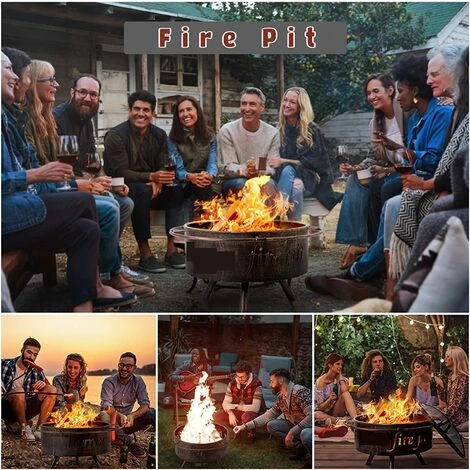 FEMOR Bol à Feu, Bol à Feu De Jardin, Bols à Feu De Jardin, Foyer Avec Pare-étincelles Et Tisonnier, Panier à Feu Ø74 * 53 Cm, Anneau Extérieur Anti-brûlure, Pour Jardin/camping/terrasse 7 FEMOR Bol à Feu, Bol à Feu De Jardin, Bols à Feu De Jardin, Foyer Avec Pare-étincelles Et Tisonnier, Panier à Feu Ø74 * 53 Cm, Anneau Extérieur Anti-brûlure, Pour Jardin/camping/terrasse – Image 5