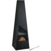 Relaxdays Cheminée De Jardin Faisant Aussi Office De Grill, Chauffage De Terrasse, Acier, Tisonnier Inclus, Noire -Chauffage d'extérieur Soldes 65643427 1