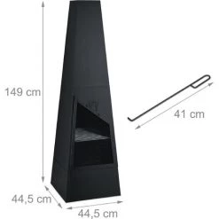 Relaxdays Cheminée De Jardin Faisant Aussi Office De Grill, Chauffage De Terrasse, Acier, Tisonnier Inclus, Noire 11 Relaxdays Cheminée De Jardin Faisant Aussi Office De Grill, Chauffage De Terrasse, Acier, Tisonnier Inclus, Noire -Chauffage d'extérieur Soldes 65643427 5