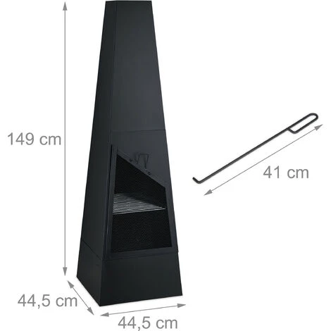 Relaxdays Cheminée De Jardin Faisant Aussi Office De Grill, Chauffage De Terrasse, Acier, Tisonnier Inclus, Noire 7 Relaxdays Cheminée De Jardin Faisant Aussi Office De Grill, Chauffage De Terrasse, Acier, Tisonnier Inclus, Noire – Image 5