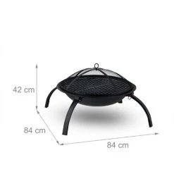 Relaxdays Brasero, Grille Pour La Viande Et Au Dessus Du Bois, 55,5 Cm, Tisonnier, Jardins, Terrasses, Noir 11 Relaxdays Brasero, Grille Pour La Viande Et Au Dessus Du Bois, 55,5 Cm, Tisonnier, Jardins, Terrasses, Noir -Chauffage d'extérieur Soldes 65722135 5