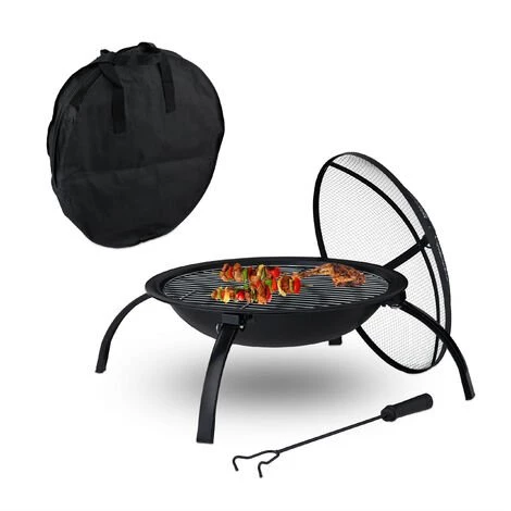 Relaxdays Brasero, Grille Pour La Viande Et Au Dessus Du Bois, Avec Sac, 55,5 Cm, Tisonnier, Jardins, Terrasses, Noir 3 Relaxdays Brasero, Grille Pour La Viande Et Au Dessus Du Bois, Avec Sac, 55,5 Cm, Tisonnier, Jardins, Terrasses, Noir