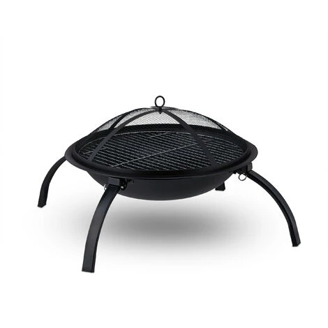 Relaxdays Brasero, Grille Pour La Viande Et Au Dessus Du Bois, Avec Sac, 55,5 Cm, Tisonnier, Jardins, Terrasses, Noir 4 Relaxdays Brasero, Grille Pour La Viande Et Au Dessus Du Bois, Avec Sac, 55,5 Cm, Tisonnier, Jardins, Terrasses, Noir – Image 2