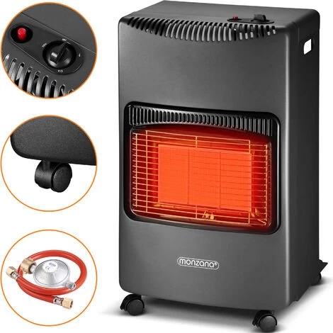 MONZANA Chauffage D'appoint Au Gaz 4200W 3 Niveaux De Puissance Tuyau 50cm Régulateur De Pression Adaptateur Européen Requis (non Inclus) Plaques Chauffantes Céramique Mobile Intérieur 3 MONZANA Chauffage D'appoint Au Gaz 4200W 3 Niveaux De Puissance Tuyau 50cm Régulateur De Pression Adaptateur Européen Requis (non Inclus) Plaques Chauffantes Céramique Mobile Intérieur