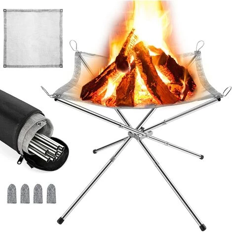 YIDOMDE Brasero Portable Pour Extérieur, Grille Barbecue/Chauffage Pliable, Foyer De Camping, Avec Sac De Transport, En Acier Inoxydable, Pour Patio, Camping, Jardin, Voyage (56 X 56 X 43 Cm),Style A 3 YIDOMDE Brasero Portable Pour Extérieur, Grille Barbecue/Chauffage Pliable, Foyer De Camping, Avec Sac De Transport, En Acier Inoxydable, Pour Patio, Camping, Jardin, Voyage (56 X 56 X 43 Cm),Style A