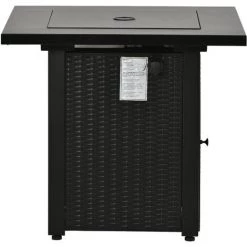 FVO Table De Foyer Extérieur Au Gaz Propane/butane, Avec Pierre De Lave, Tôle D'acier Pour Finition En Osier, D'Extérieur Pour Feu De Camp, Table Basse De Cour De Villa, Table De Barbecue, Brasero De Chauffage Chez L'Habitant, Table De Foyer50000 BTU