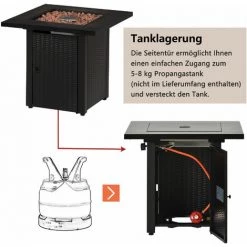 FVO Table De Foyer Extérieur Au Gaz Propane/butane, Avec Pierre De Lave, Tôle D'acier Pour Finition En Osier, D'Extérieur Pour Feu De Camp, Table Basse De Cour De Villa, Table De Barbecue, Brasero De Chauffage Chez L'Habitant, Table De Foyer50000 BTU -Chauffage d'extérieur Soldes 65884655 5