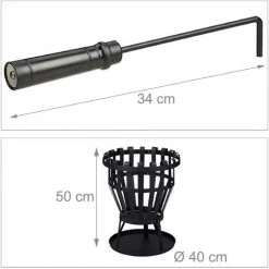 Relaxdays Brasero, Avec Plaque De Fond, Tisonnier Inclus, Acier, HxD : 50x40 Cm, Panier à Feu Jardin & Terrasse, Noir 11 Relaxdays Brasero, Avec Plaque De Fond, Tisonnier Inclus, Acier, HxD : 50x40 Cm, Panier à Feu Jardin & Terrasse, Noir -Chauffage d'extérieur Soldes 66087118 5