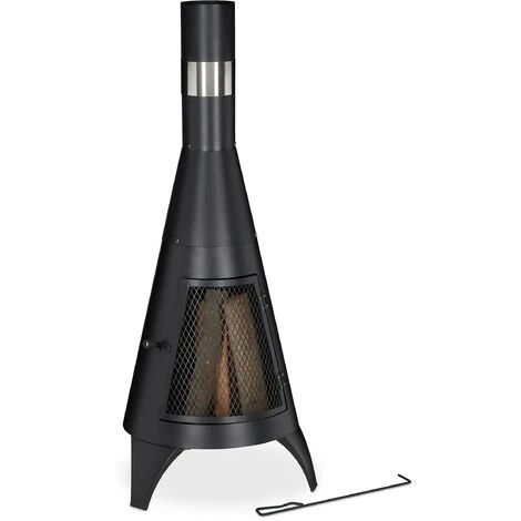 Relaxdays Poêle à Bois De Jardin, 120 X 48 X 50 Cm, Tisonnier Inclus, En Acier, Terrasse, Extérieur, Couleur Noire 3 Relaxdays Poêle à Bois De Jardin, 120 X 48 X 50 Cm, Tisonnier Inclus, En Acier, Terrasse, Extérieur, Couleur Noire