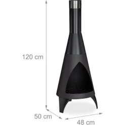 Relaxdays Poêle à Bois De Jardin, 120 X 48 X 50 Cm, Tisonnier Inclus, En Acier, Terrasse, Extérieur, Couleur Noire 11 Relaxdays Poêle à Bois De Jardin, 120 X 48 X 50 Cm, Tisonnier Inclus, En Acier, Terrasse, Extérieur, Couleur Noire -Chauffage d'extérieur Soldes 66171044 5
