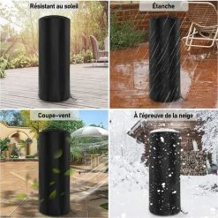 MèREÉTERNEL Patio Housse De Radiateur Pour 2.0 Oxford 210D Imperméable, Coupe-vent, Protection Ronde Noire 50 X 50 X 120 Cm Ternel -Chauffage d'extérieur Soldes 66171736 3