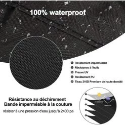 MèREÉTERNEL Patio Housse De Radiateur Pour 2.0 Oxford 210D Imperméable, Coupe-vent, Protection Ronde Noire 50 X 50 X 120 Cm Ternel -Chauffage d'extérieur Soldes 66171736 4