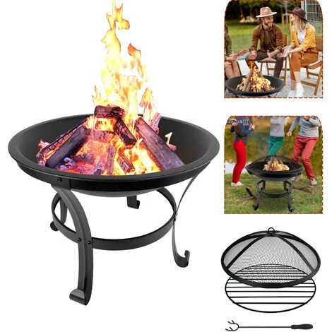 Froadp 56 X 52 Cm Cheminée De Jardin Avec Grille De Protection Anti-Étincelles Et Grille, Brasero En Métal à Quatre Pieds Pour Terrasse De Jardin, Chauffage Pour Vacances Camping 3 Froadp 56 X 52 Cm Cheminée De Jardin Avec Grille De Protection Anti-Étincelles Et Grille, Brasero En Métal à Quatre Pieds Pour Terrasse De Jardin, Chauffage Pour Vacances Camping