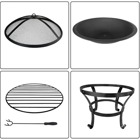 Froadp 56 X 52 Cm Cheminée De Jardin Avec Grille De Protection Anti-Étincelles Et Grille, Brasero En Métal à Quatre Pieds Pour Terrasse De Jardin, Chauffage Pour Vacances Camping 5 Froadp 56 X 52 Cm Cheminée De Jardin Avec Grille De Protection Anti-Étincelles Et Grille, Brasero En Métal à Quatre Pieds Pour Terrasse De Jardin, Chauffage Pour Vacances Camping – Image 3