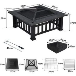 Froadp 81x81x45cm Foyers Extérieurs Et 3 En 1 Brasero à Bois Multifonctionnel Cheminée Carrée Avec Étincelles De Protection Pour Terrasse De Jardin Balcon Barbecue Chauffe-Glace Glaçons 8 Froadp 81x81x45cm Foyers Extérieurs Et 3 En 1 Brasero à Bois Multifonctionnel Cheminée Carrée Avec Étincelles De Protection Pour Terrasse De Jardin Balcon Barbecue Chauffe-Glace Glaçons -Chauffage d'extérieur Soldes 66347786 2