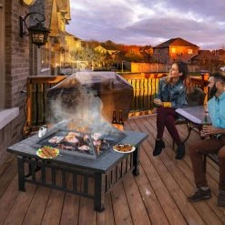 Froadp 81x81x45cm Foyers Extérieurs Et 3 En 1 Brasero à Bois Multifonctionnel Cheminée Carrée Avec Étincelles De Protection Pour Terrasse De Jardin Balcon Barbecue Chauffe-Glace Glaçons 10 Froadp 81x81x45cm Foyers Extérieurs Et 3 En 1 Brasero à Bois Multifonctionnel Cheminée Carrée Avec Étincelles De Protection Pour Terrasse De Jardin Balcon Barbecue Chauffe-Glace Glaçons -Chauffage d'extérieur Soldes 66347786 4