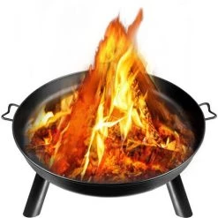 Froadp Ø80cm Brazier Foyers Rond Pour Extérieur Cheminée Brasero à Bois Avec Poignée Panier De Feu Poêle Chauffant Pour Terrasse Jardin Balcon Barbecue Chauffe