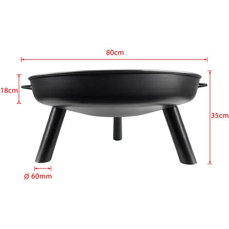 Froadp Ø80cm Brazier Foyers Rond Pour Extérieur Cheminée Brasero à Bois Avec Poignée Panier De Feu Poêle Chauffant Pour Terrasse Jardin Balcon Barbecue Chauffe 4 Froadp Ø80cm Brazier Foyers Rond Pour Extérieur Cheminée Brasero à Bois Avec Poignée Panier De Feu Poêle Chauffant Pour Terrasse Jardin Balcon Barbecue Chauffe – Image 2