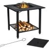 GOPLUS Brasero Fonte 4 En 1 Avec Filet De Protection, Bac à Feu Multifonctionnel Avec Poker Et Filet De Barbecue, Table De Foyer Avec Patins Réglables, Pour Terrasse, Jardin, Balcon, 79X79X78 CM -Chauffage d'extérieur Soldes 66858571 1