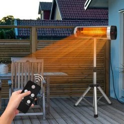 Froadp 2500W Chauffage Infrarouge Électrique Avec Télécommande, Chauffage De Terrasse Rayonnant IR Avec Support Télescopique, Chauffage Extérieur, Radiant Radiateur Avec 3 Niveaux De Chauffage -Chauffage d'extérieur Soldes 67405005 3