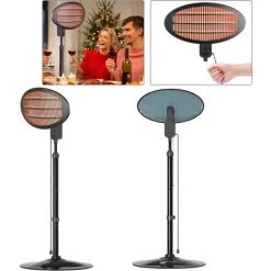 Froadp 2000W Chauffage Infrarouge Électrique Avec Télécommande, Radiant Radiateur Avec Support Télescopique, 3 Niveaux De Chauffage, Appareils De Chauffage Extérieur Pour Balcon Terrasse -Chauffage d'extérieur Soldes 67405074 5