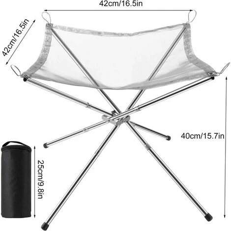 GROUPM Support Portatif De Feu De Camp De Poêle à Bois D'acier Inoxydable De 42*42*34CM Avec 201 Supports + 304 Filets 6 GROUPM Support Portatif De Feu De Camp De Poêle à Bois D'acier Inoxydable De 42*42*34CM Avec 201 Supports + 304 Filets – Image 4